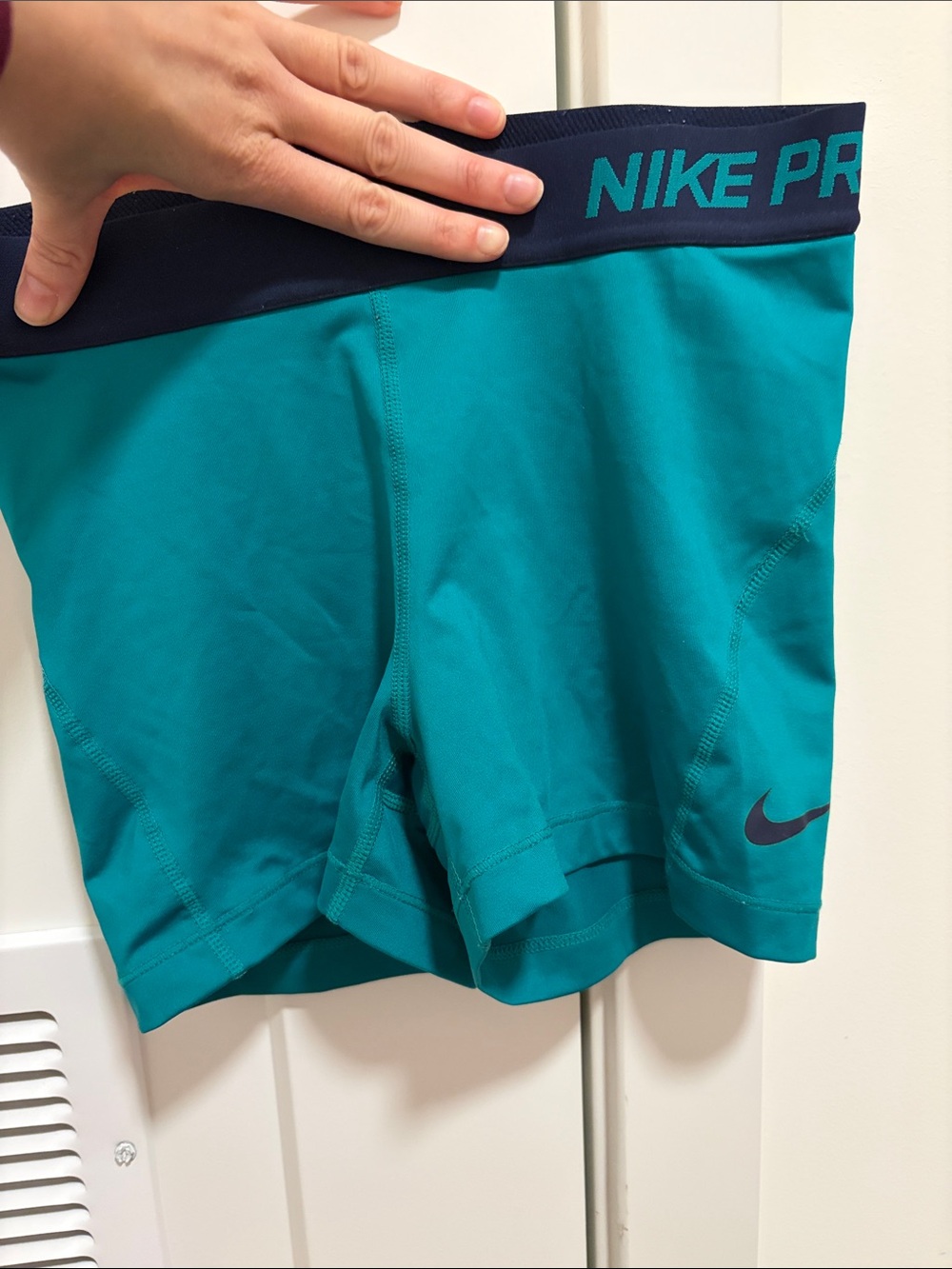 Nike Teal Compression Shorts with Navy Waistband